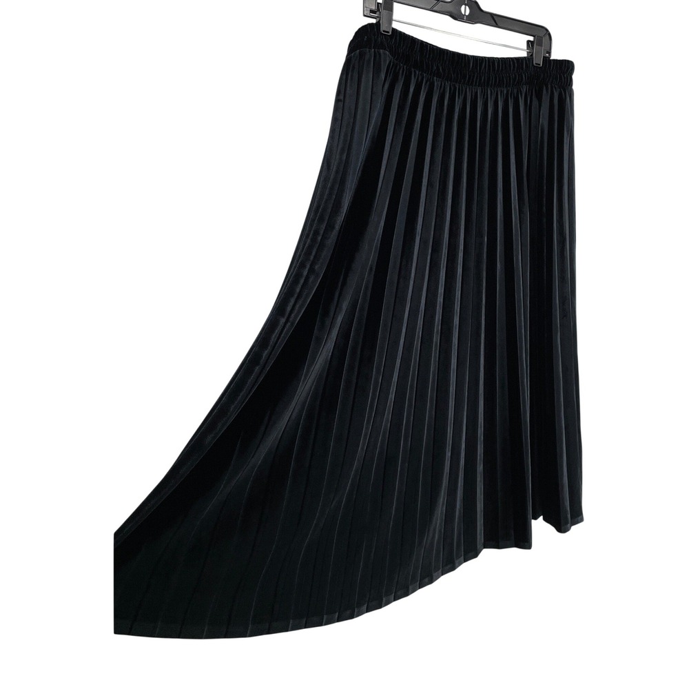 Pleated Velvet Skirt Womens 1X Black Holiday Party Dark Academia Whimsigoth Chic